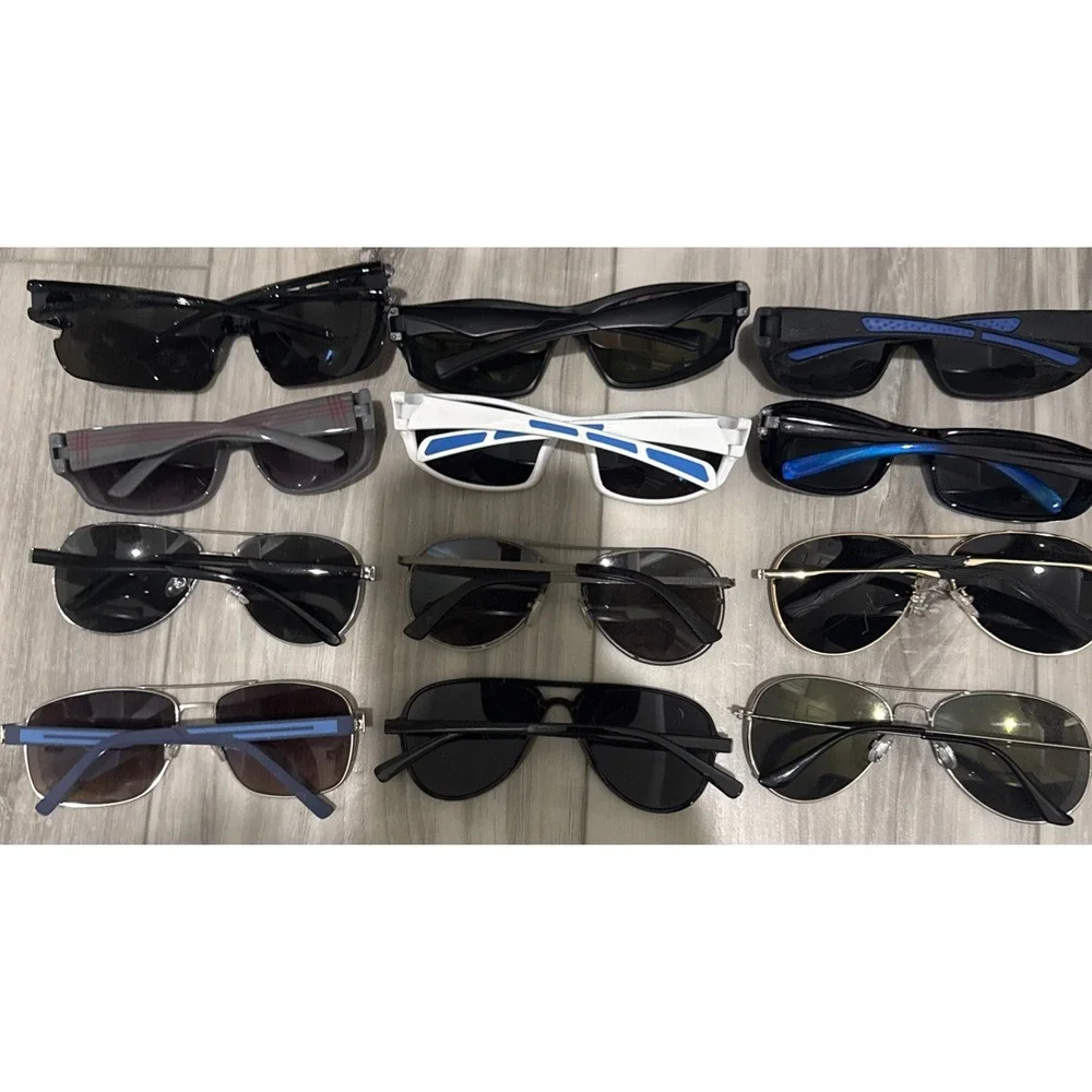 Wholesale Bulk Lot of 12 Men Sunglasses: aviator Wrap/Fishing all pairs included